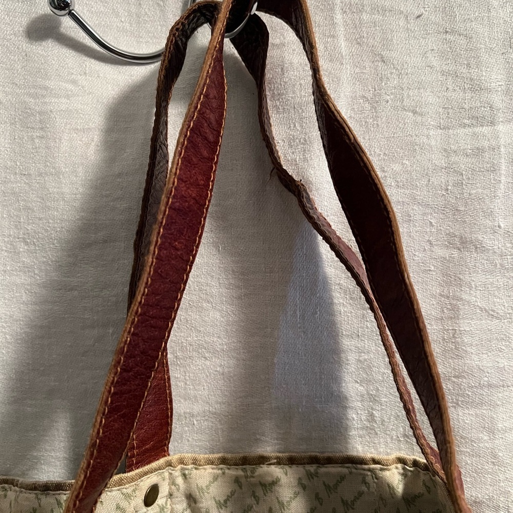 Tan Mona B Woven Tote with Geometric and Lace Details - Picture 3 of 11